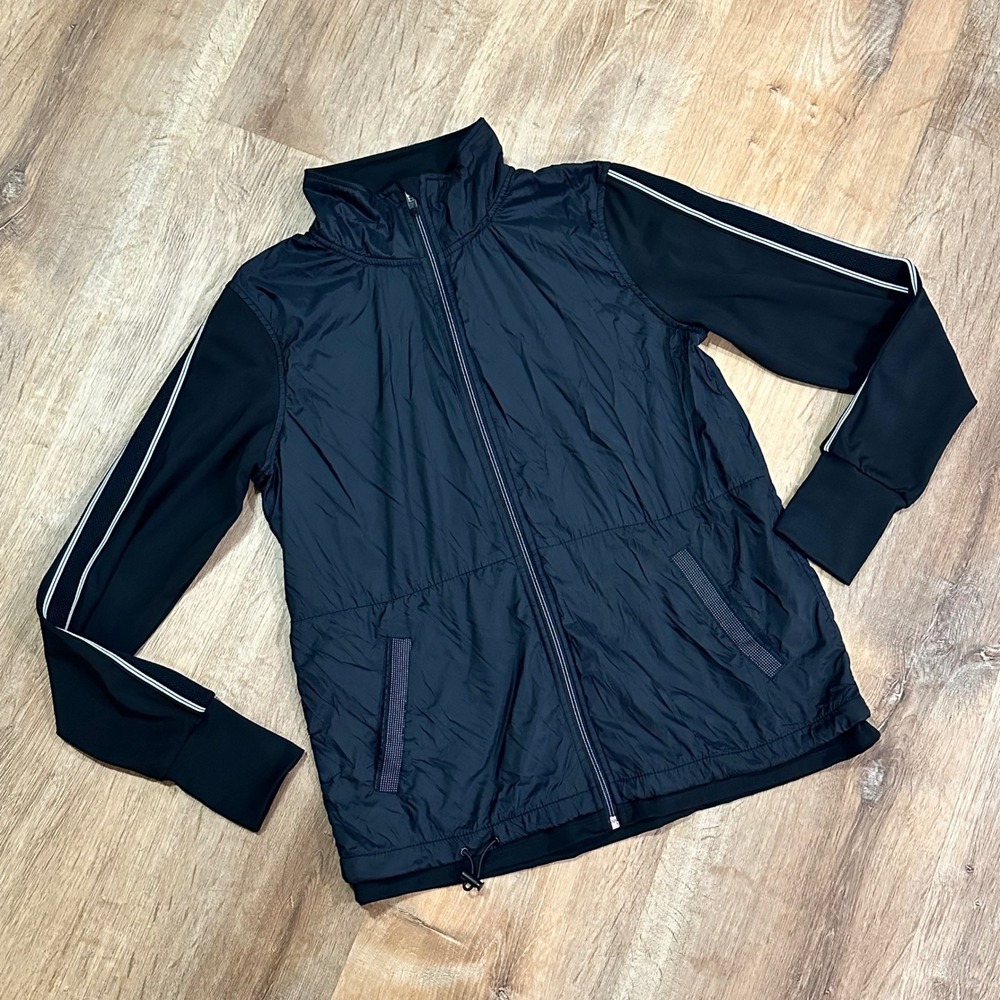 TANGERINE | Women's Black Striped Track Windbreaker Athletic Jacket, Size S